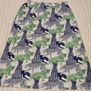 Elegant Leopard Print Pencil Skirt - Navy and Green